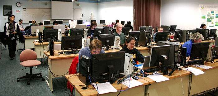 Students working in the UMBC GAIM computer lab for our Games, Animation and Interactive Media program