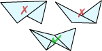 Two examples of
how a patch might be split into triangles