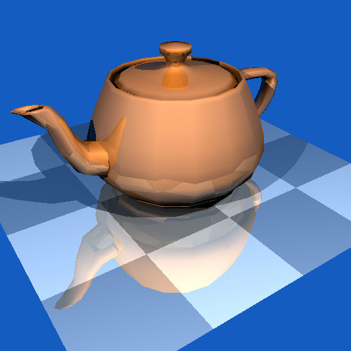teapot with reflection, shading and shadows