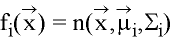 f_i(x)
= n(x,u_i,S_i)