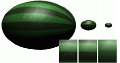 Generated levels of a watermelon shader